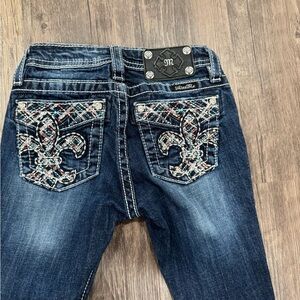 Miss Me Women's Dark Blue Boot Cut Jeans with Embellished Pockets